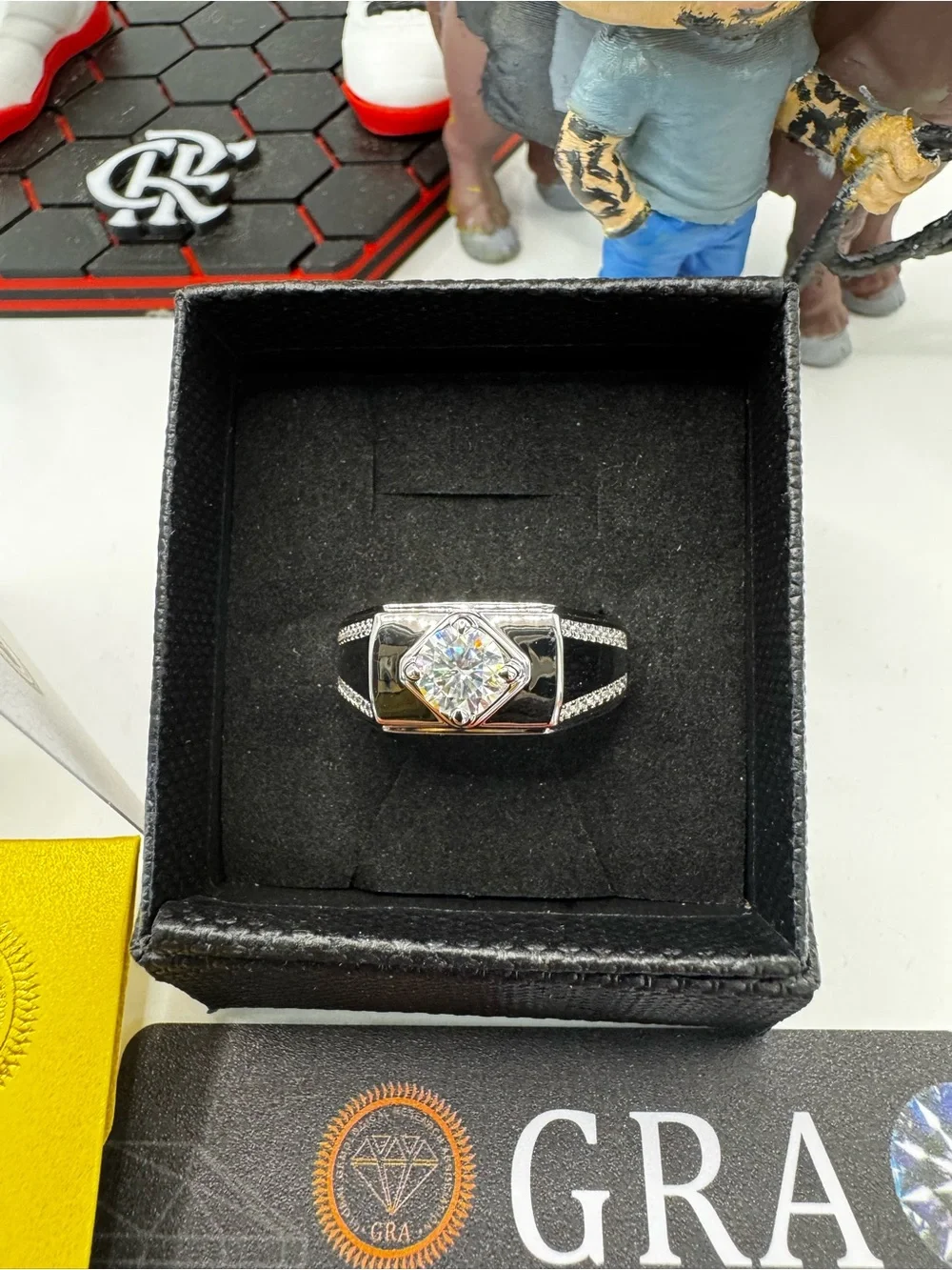 Men's Silver Moissanite Ring in White